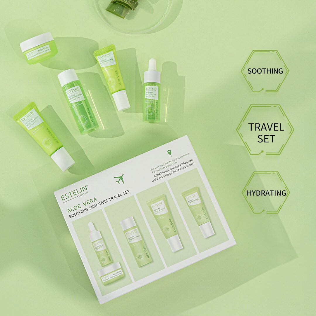 Estelin Aloe Vera Soothing Skin Care Travel Set (5pcs) with Tea Tree Oil - Image 2