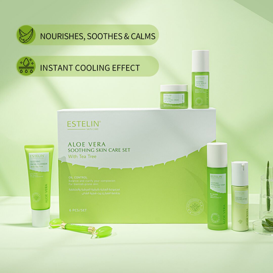 Estelin Aloe Vera Soothing Full Skincare Set (6pcs) with Tea Tree Oil - Image 2