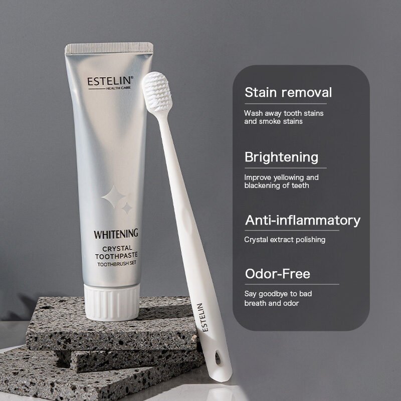 Estelin Crystal Whitening Toothpaste(120g) & Toothbrush Set - Image 9