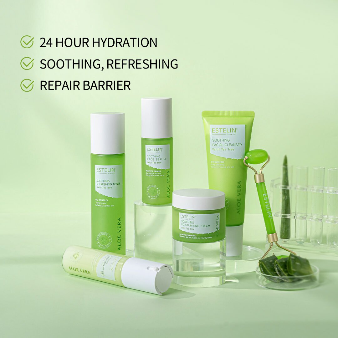 Estelin Aloe Vera Soothing Full Skincare Set (6pcs) with Tea Tree Oil - Image 3