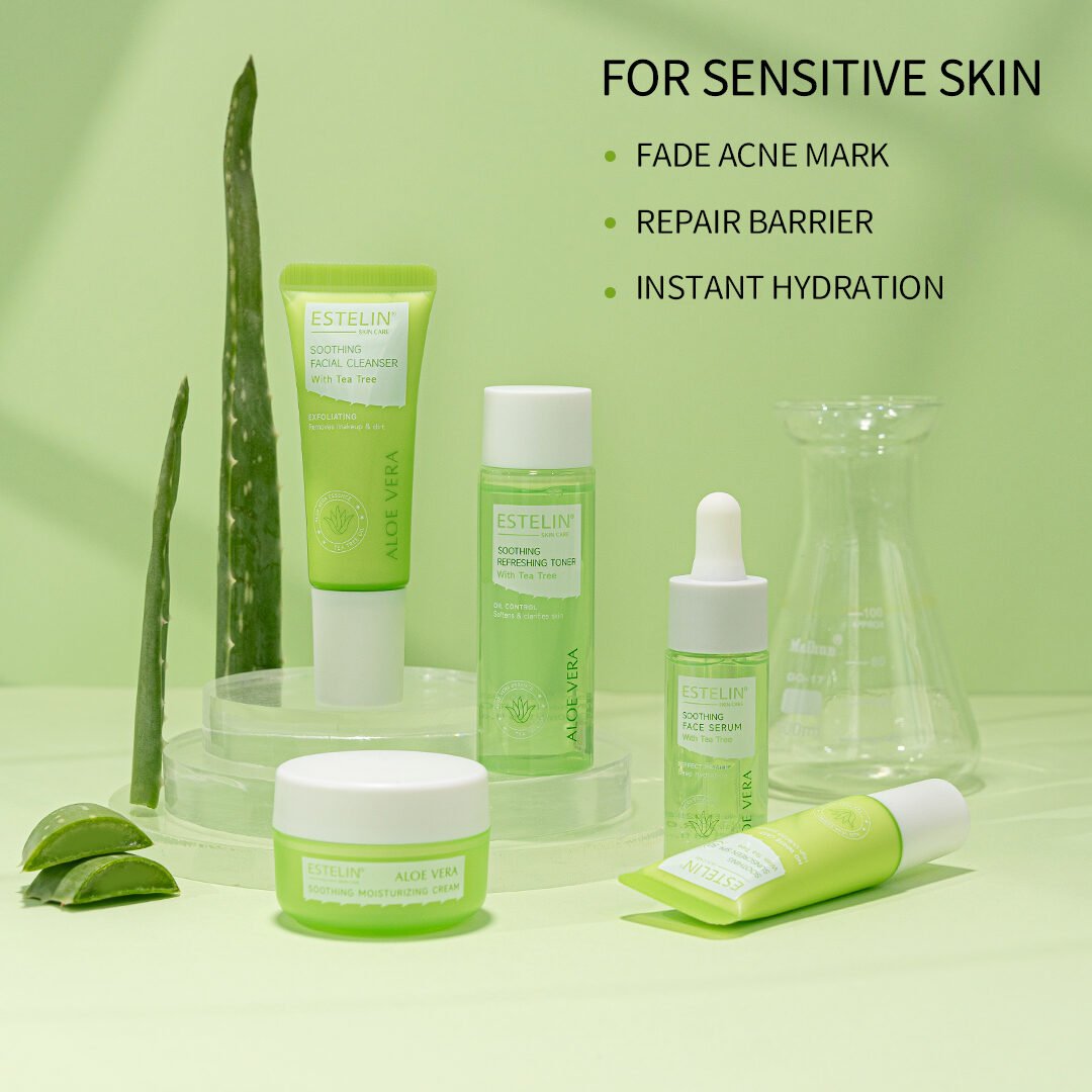 Estelin Aloe Vera Soothing Skin Care Travel Set (5pcs) with Tea Tree Oil - Image 7