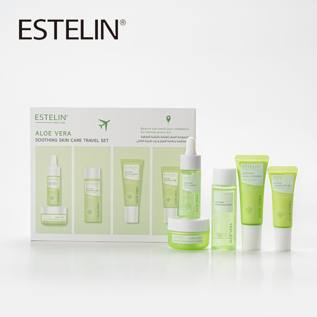 Estelin Aloe Vera Soothing Skin Care Travel Set (5pcs) with Tea Tree Oil - Image 8